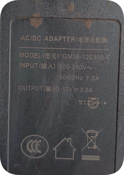*Brand NEW*Replacement 3-Pin Power Adapter 12V3.0A for GM38-120300-F Power Supply
